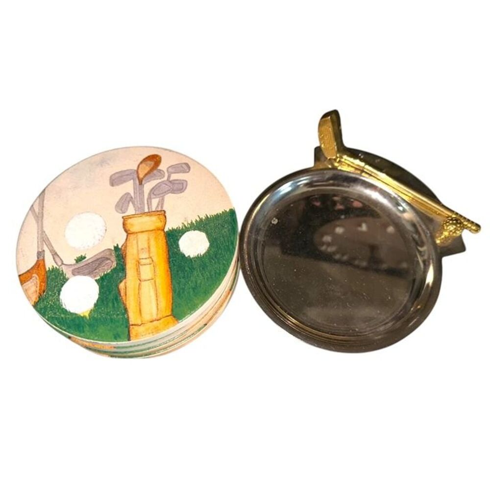 Vintage Golf Coasters Set of 4 & Metal Golf Coin Dish